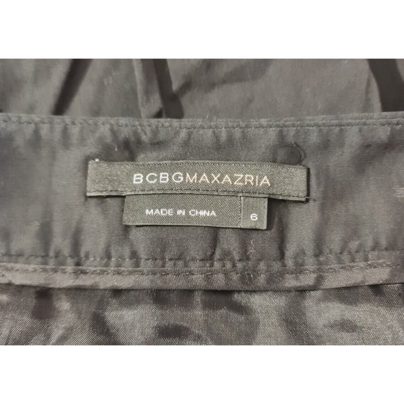BCBGMAXZRIA Black Plated Mini Flare Skirt Mid Rise Women Size 6 Side Zip  251P - Picture 3 of 5